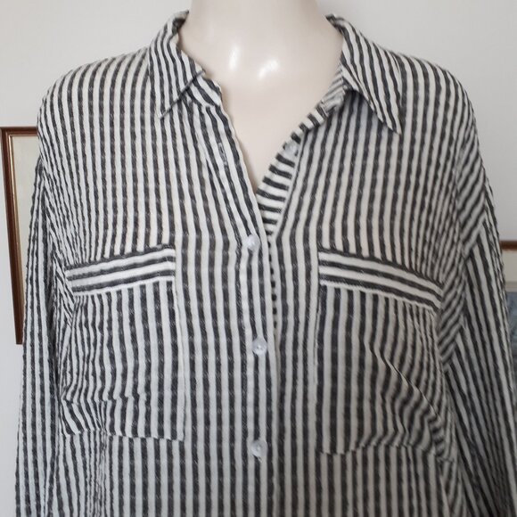 LAST Chance Top - Grey & White - Sz. XL - Tabbed Sleeves - Jane + Delancey - NWT - Picture 4 of 4